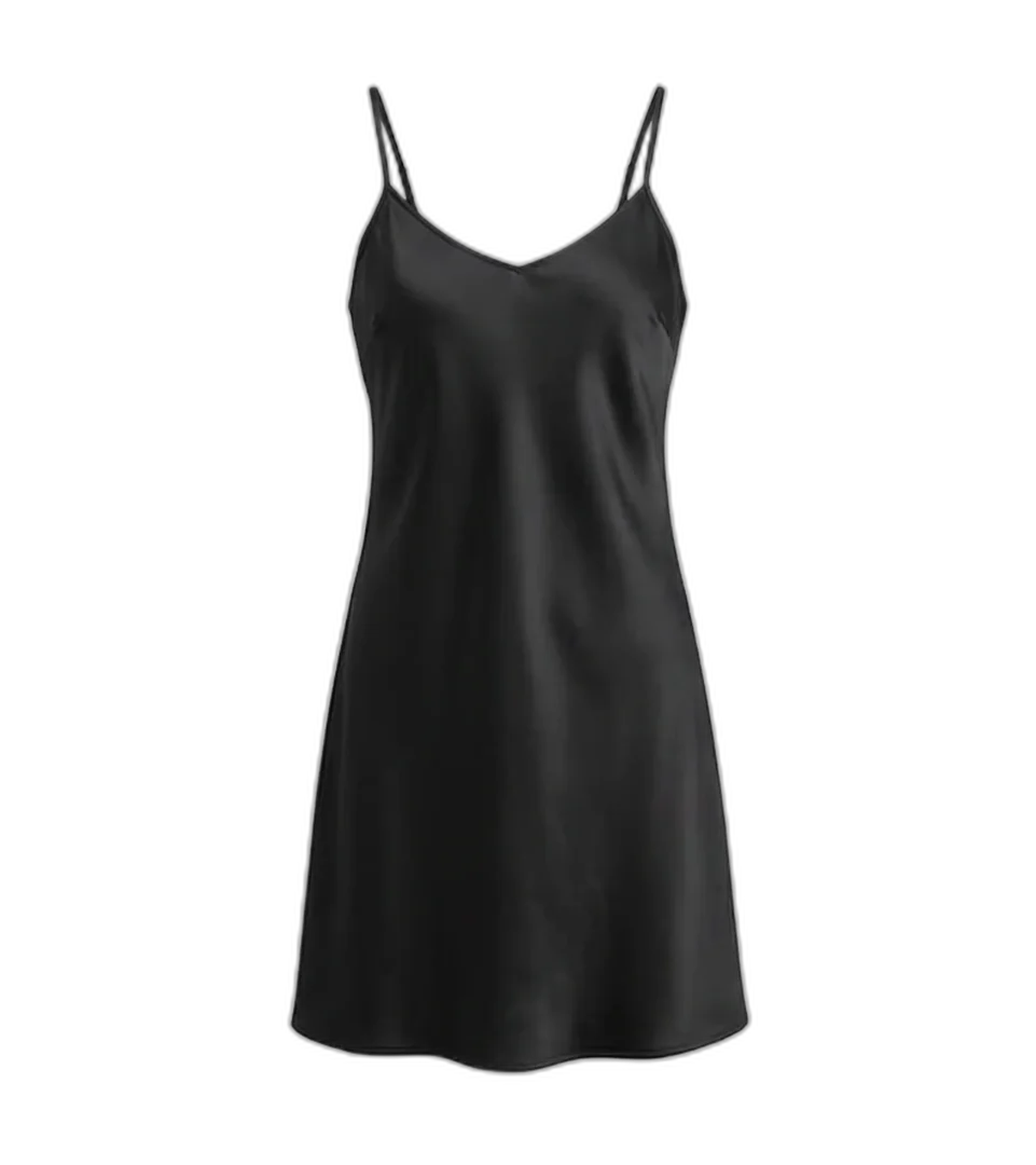 Black Satin Slip Dress